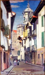 Eine Straße in Fuenterrabia, ca. 1908